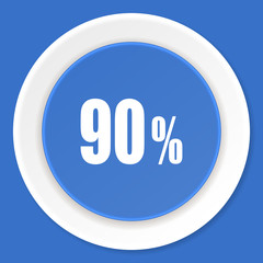 90 percent blue flat design modern web icon