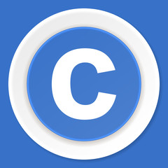 copyright blue flat design modern web icon