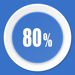 80 percent blue flat design modern web icon