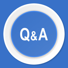 question answer blue flat design modern web icon