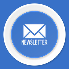 newsletter blue flat design modern web icon