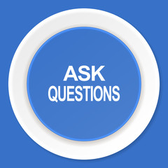 ask questions blue flat design modern web icon