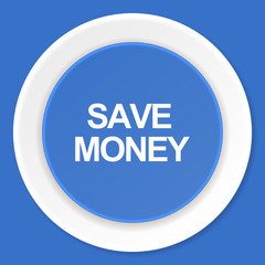 save money blue flat design modern web icon