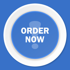order now blue flat design modern web icon