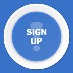 sign up blue flat design modern web icon