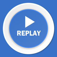 replay blue flat design modern web icon