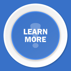 learn more blue flat design modern web icon