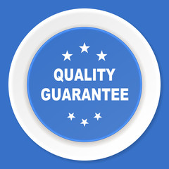 quality guarantee blue flat design modern web icon
