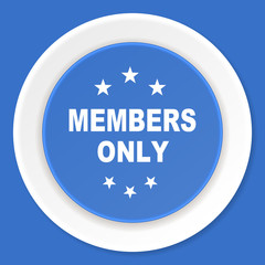 members only blue flat design modern web icon