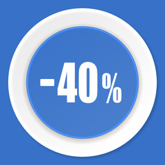 40 percent sale retail blue flat design modern web icon