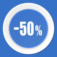 50 percent sale retail blue flat design modern web icon