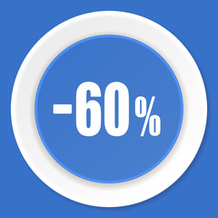 60 percent sale retail blue flat design modern web icon