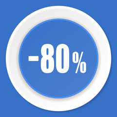 80 percent sale retail blue flat design modern web icon
