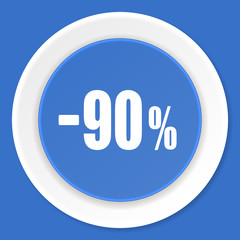 90 percent sale retail blue flat design modern web icon