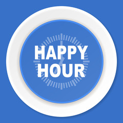 happy hour blue flat design modern web icon