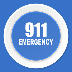 number emergency 911 blue flat design modern web icon
