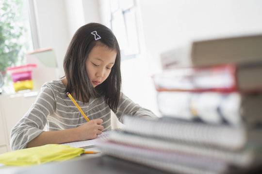 Chinese student doing homework