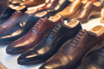 luxury leather male shoes in the shop