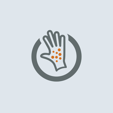 Gray-orange Itchy Palm Round Icon