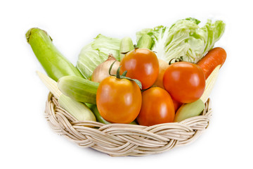 various fresh vegetables on the basket.