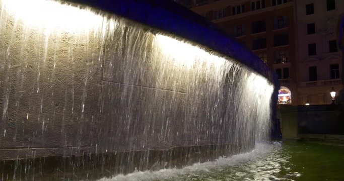 barcelona city fountain close up view in the night 4k spain
