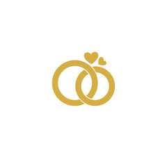 Wedding logo.Gold wedding rings.Stylized engagement rings.Vector logo for the wedding.Attributes and decoration wedding ceremony.The symbol of faith,love,care,happiness,mutual understanding,strength.