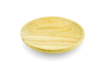 wooden plate isolated on white background