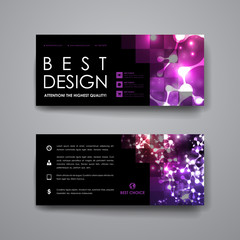 Set of modern design banner template in neon molecule structure style