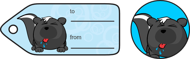 funny skunk ball expression cartoon gift card in format 