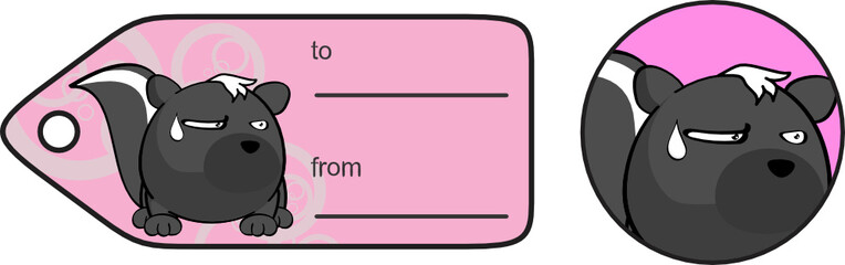 funny skunk ball expression cartoon gift card in format 