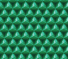 seamless 3d background made of connected green cubes with rectangular dimples