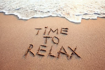 Foto auf Acrylglas Zeit zum Entspannen, Konzept am Sandstrand geschrieben? © Song_about_summer