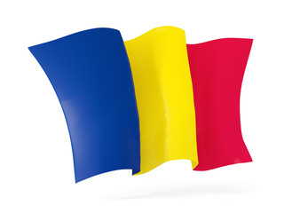 Waving flag of chad. 3D illustration