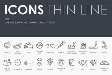 Diet Thin Line Icons