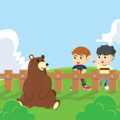 Obraz na płótnie Canvas Childrens see bear at zoo park