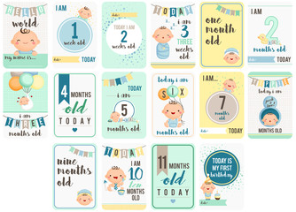 Baby Boy Weeks and Months Card