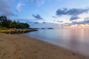 the beach in sunrise time