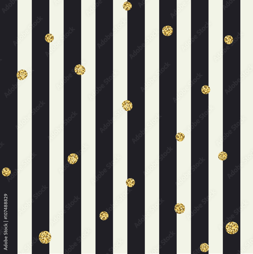 Poster chevron seamless pattern. black bold lines and golden dots