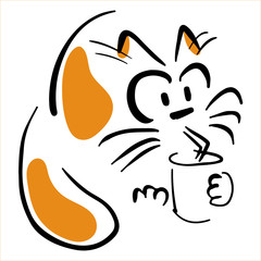 Cat drinking through a straw