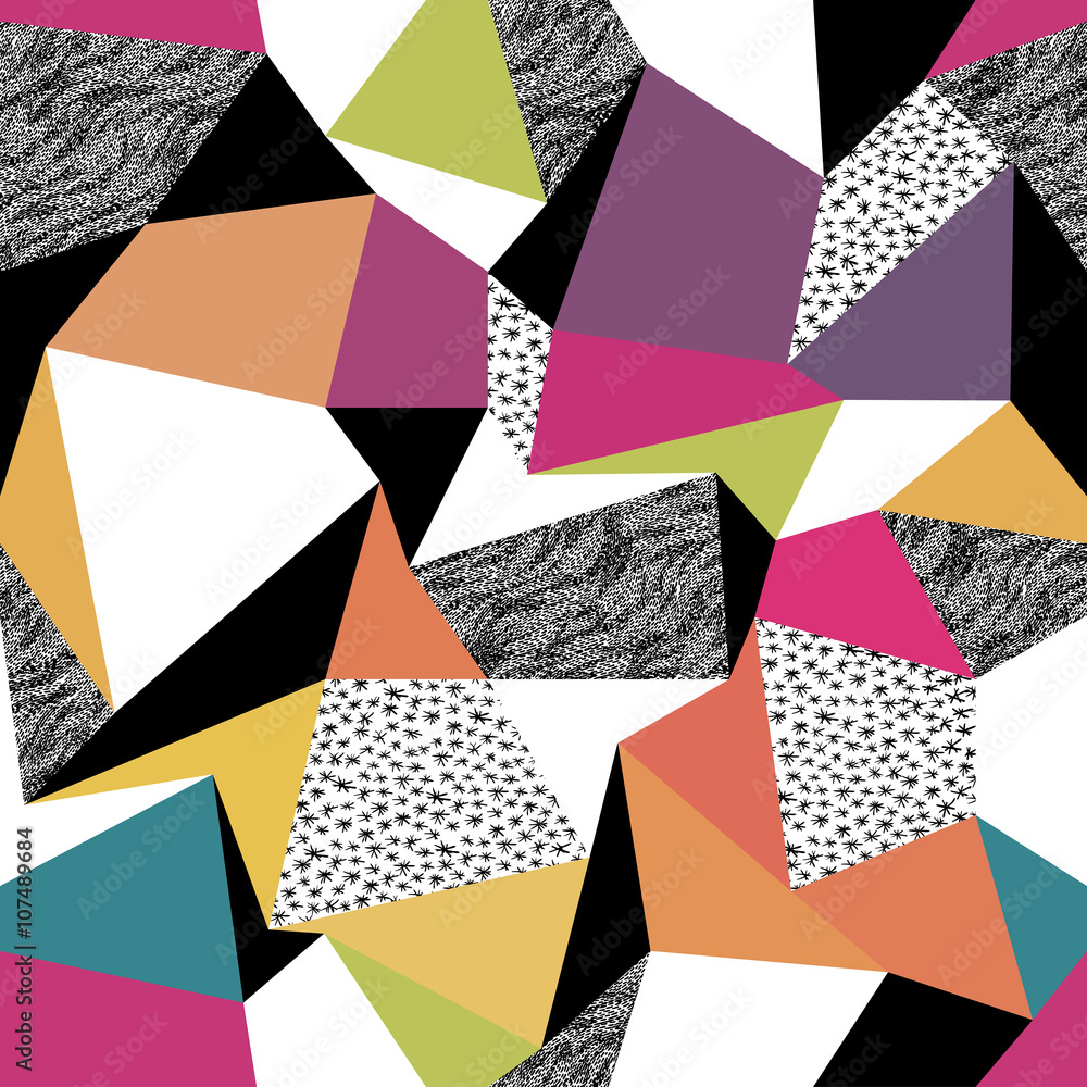 Aufkleber Geometric seamless pattern in retro style. Vintage background. C