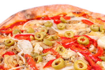Italian vegetarian pizza on white background