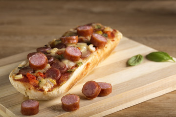 Fresh pizza baguette