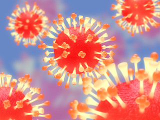 Illustration of influenza virus H1N1. Flu virus.