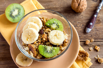 granola with fruits and nuts