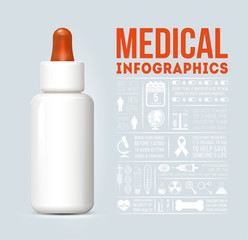 Medical Infographics with medical white bottle