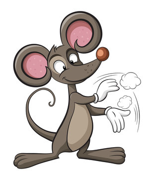 Cute mouse. Cleaning illustration. Rat applause.