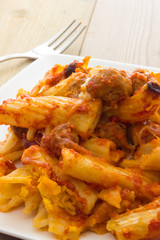 Baked pasta with meatballs