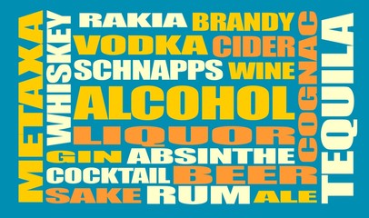 Drink alcohol beverage. Relative words cloud