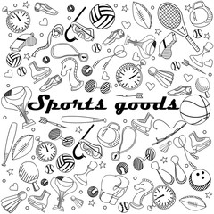 Sport goods line art design vector illustration