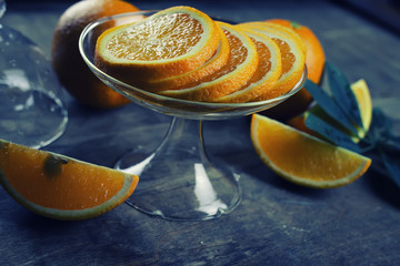 toned orange fruit wooden